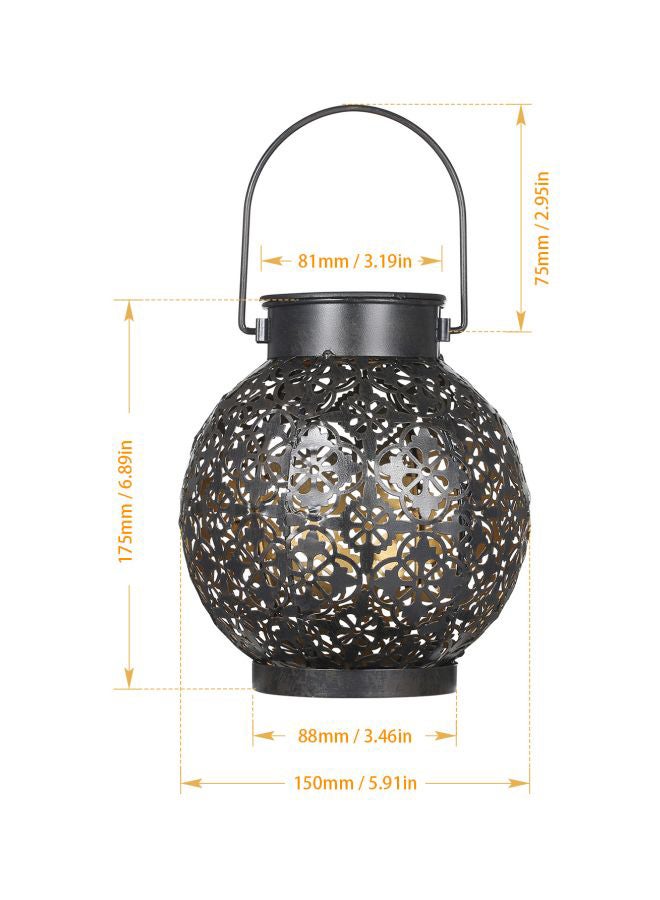 Solar Powered Hollowed-Out Design Lantern Light Black 175x81x150mm - Image 2